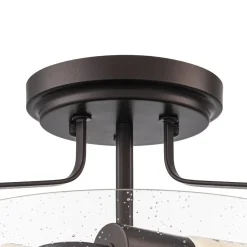 Industrial Round Seeded Glass Semi Flush Mount Light
