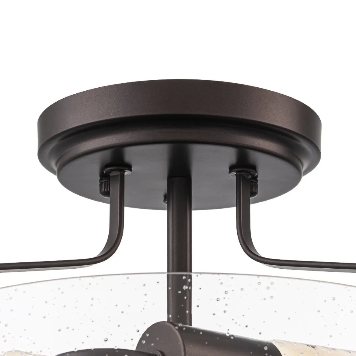 Industrial Round Seeded Glass Semi Flush Mount Light