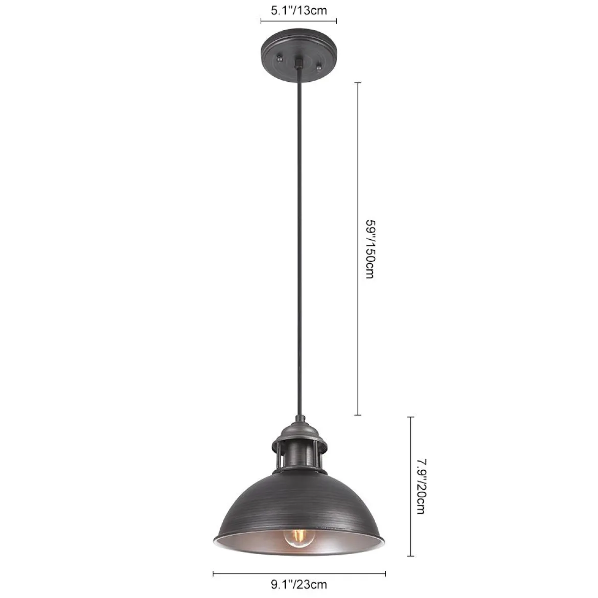 Industrial Single Pot Lid Dome Pendant