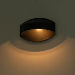 IP23 Black Flat Oval 1-Light Iron Outdoor Wall Sconce