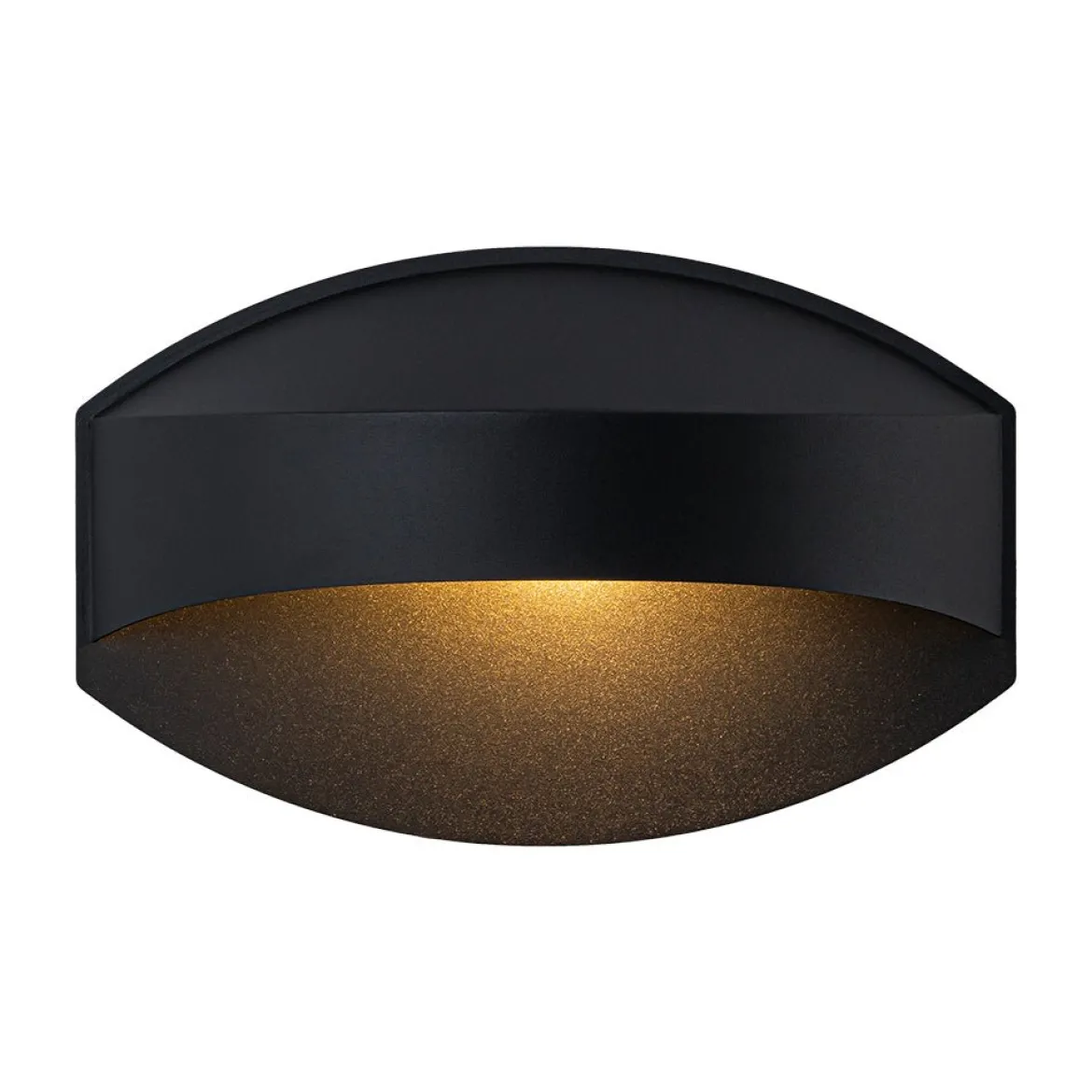 IP23 Black Flat Oval 1-Light Iron Outdoor Wall Sconce