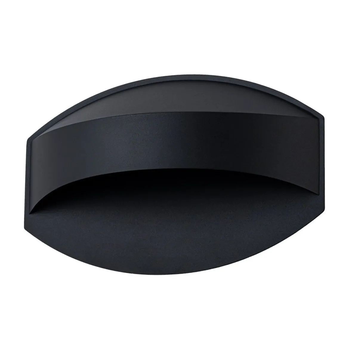 IP23 Black Flat Oval 1-Light Iron Outdoor Wall Sconce