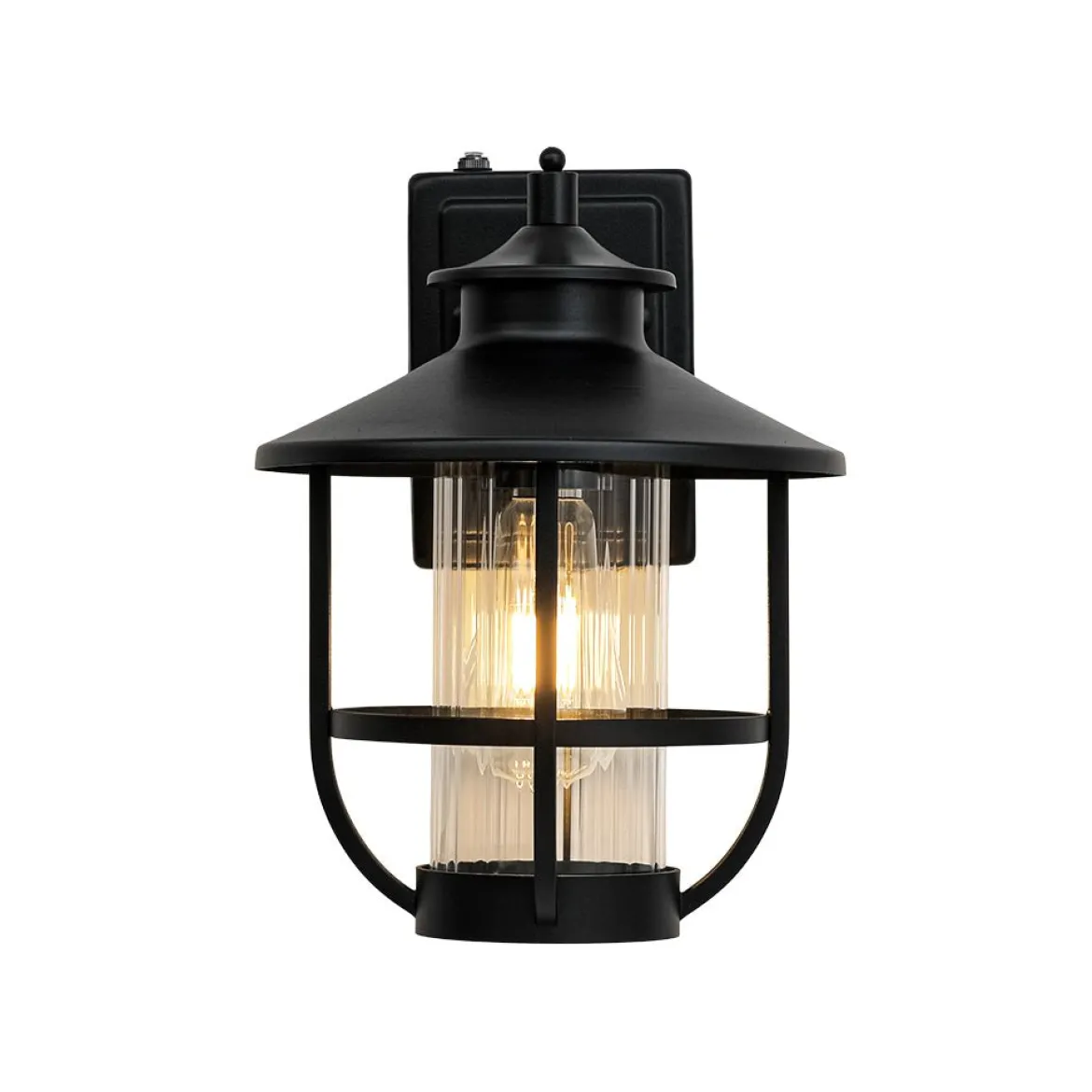 IP23 Black 1-Light Manor Wire Cage Outdoor Wall Sconce