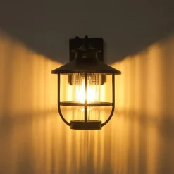 IP23 Black 1-Light Manor Wire Cage Outdoor Wall Sconce