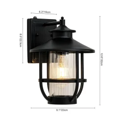 IP23 Black 1-Light Manor Wire Cage Outdoor Wall Sconce