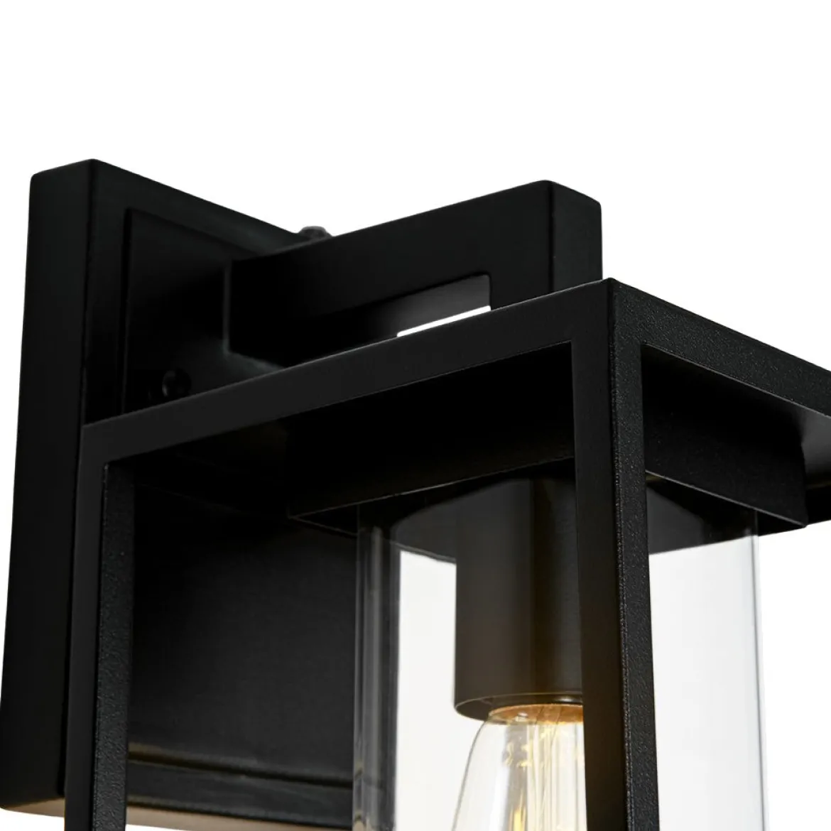 IP23 Black Rectangular Outdoor Lantern Wall Sconce