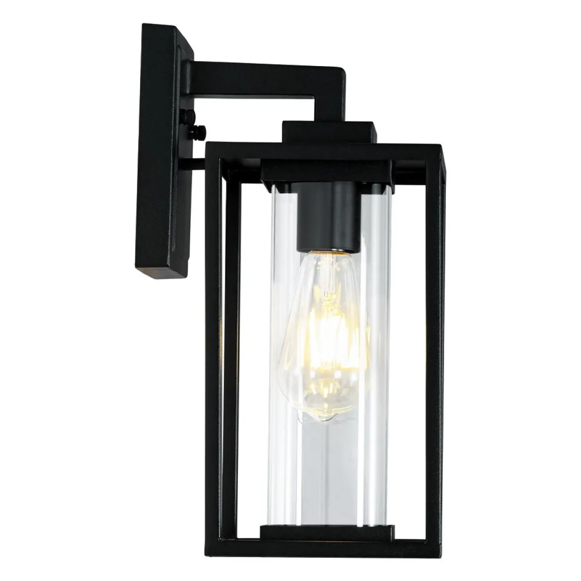 IP23 Black Rectangular Outdoor Lantern Wall Sconce
