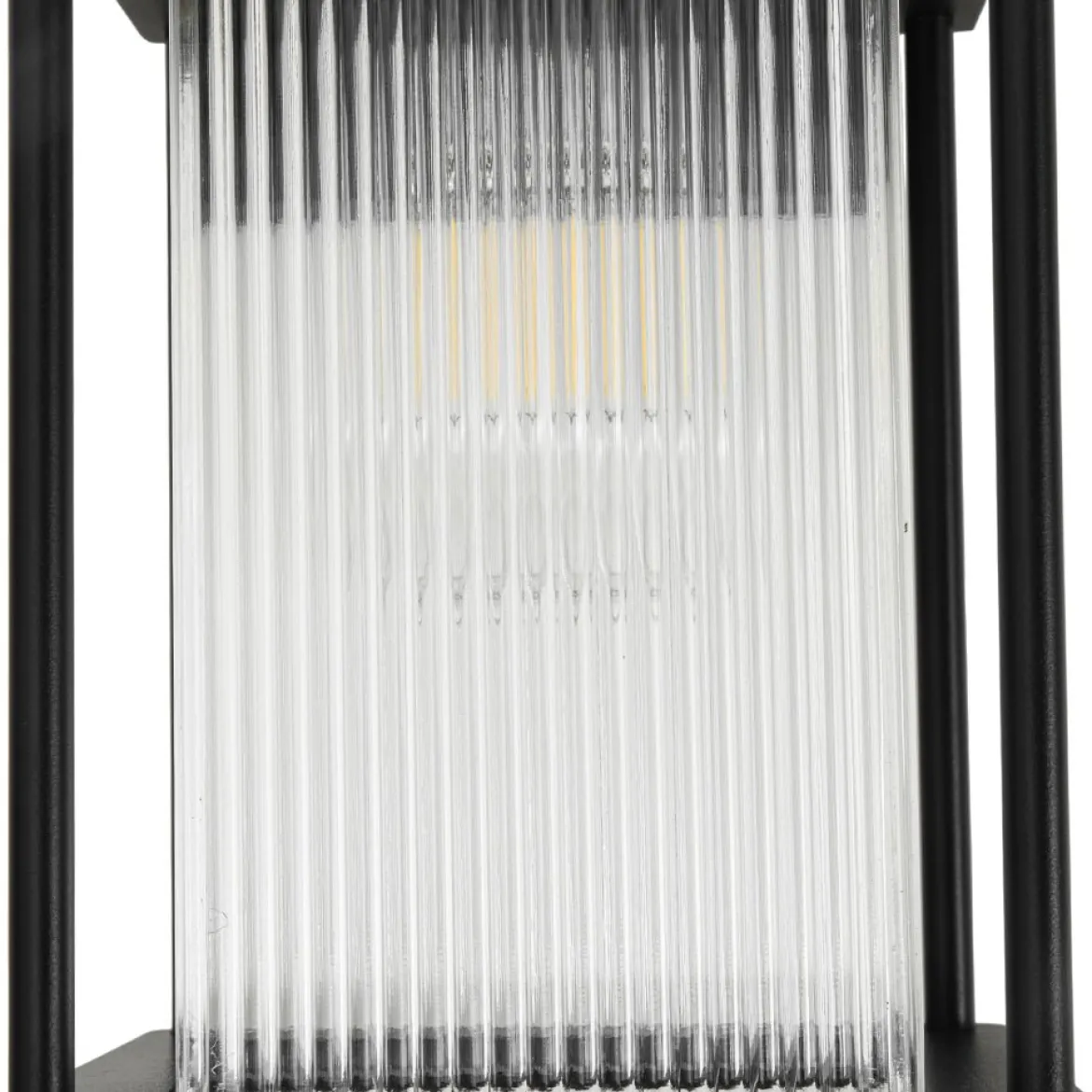IP23 Black Ribbed Glass Square Outdoor Wall Lantern