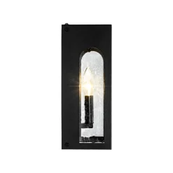 IP23 Black Seeded Glass Square Box Outdoor Wall Lantern
