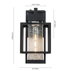 IP23 Black Waterproof 1-Light Square Cage Outdoor Wall Sconce