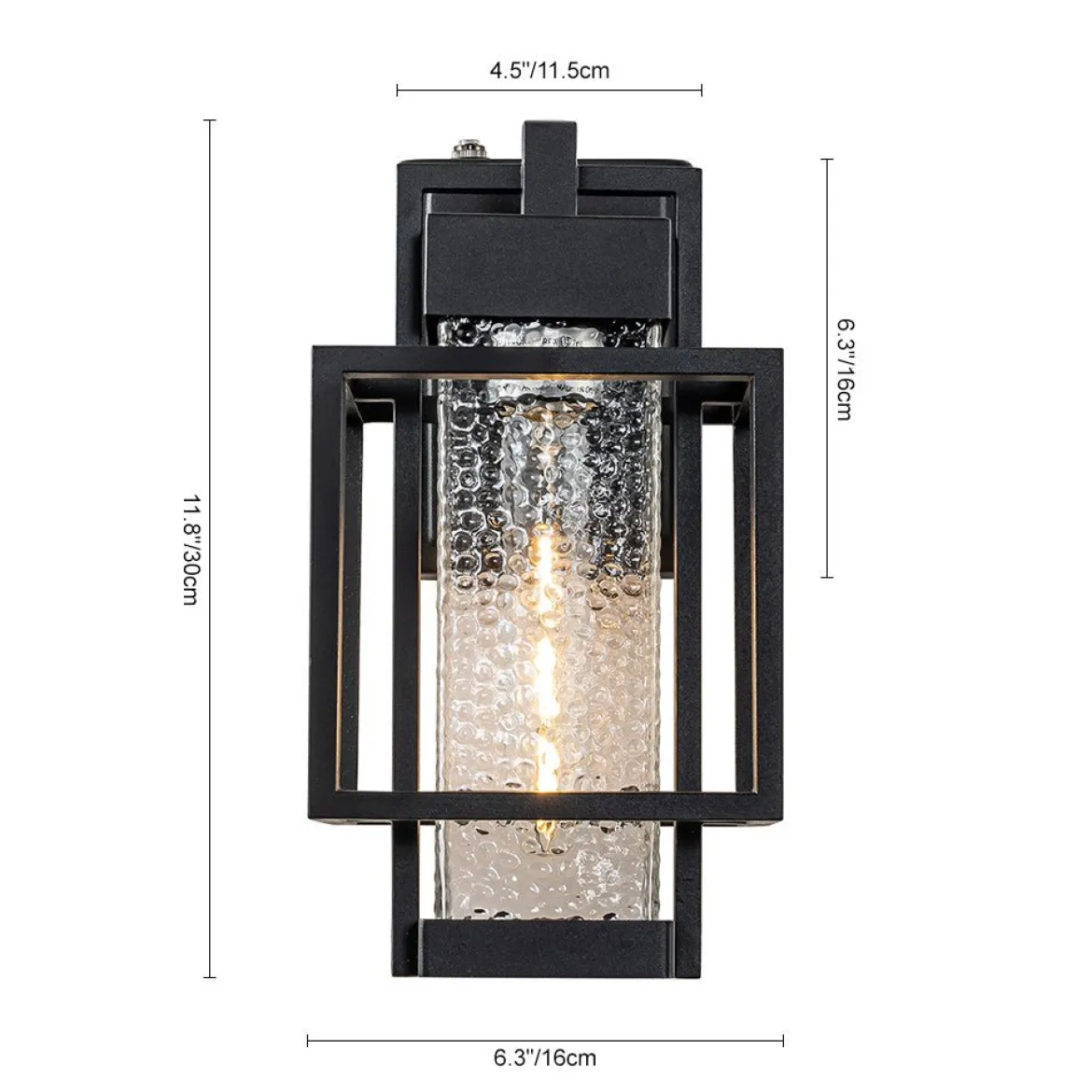 IP23 Black Waterproof 1-Light Square Cage Outdoor Wall Sconce