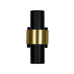 IP54 2-Light Black Brass Tube LED Outdoor Wall Lamp