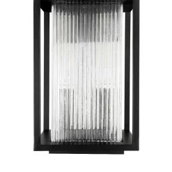 IP23 1-Light Black Ribbed Glass Outdoor Wall Lantern