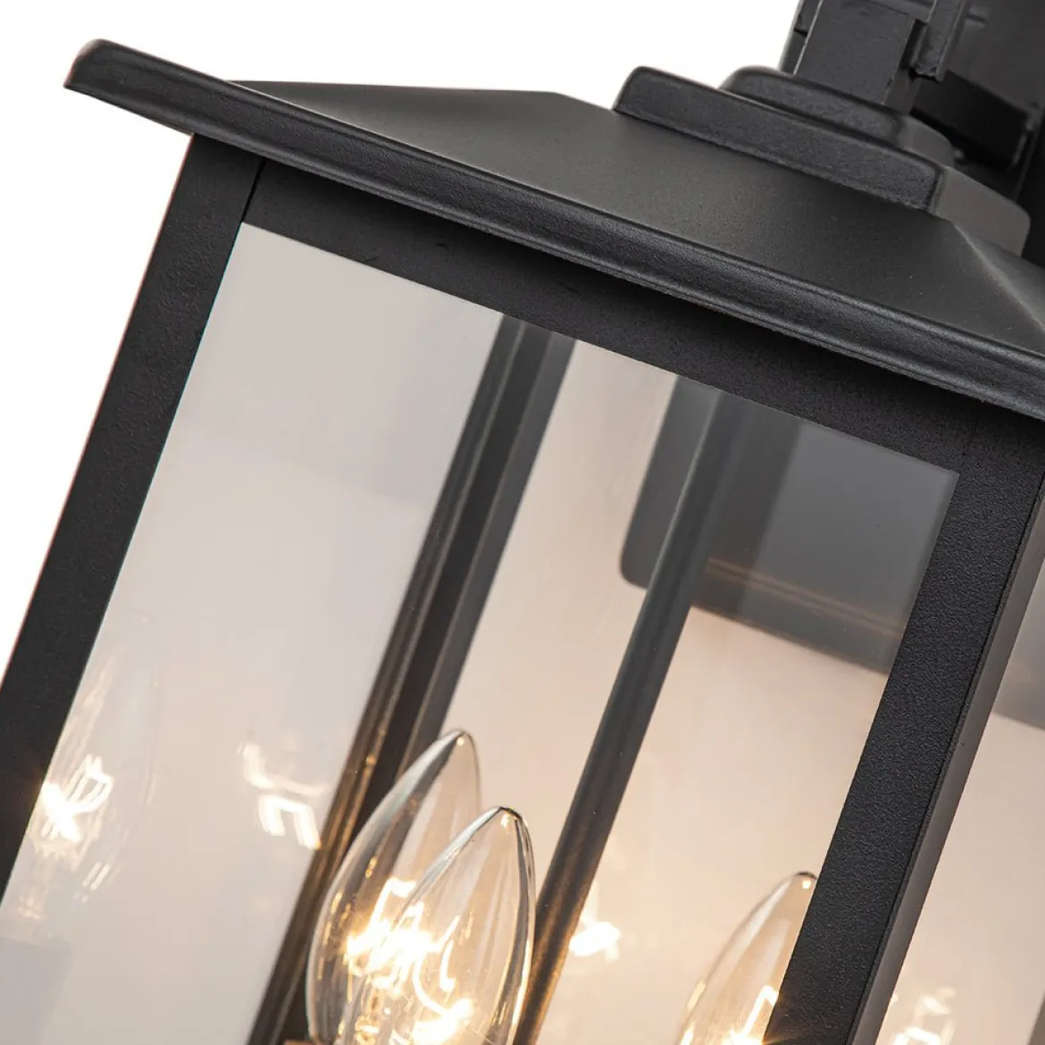 IP23 Matte Black Farmhouse 3-Light Lantern Outdoor Wall Light