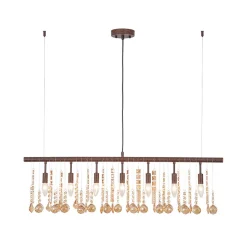 Italy Vintage Luxe Draped Amber Crystal Linear Chandelier