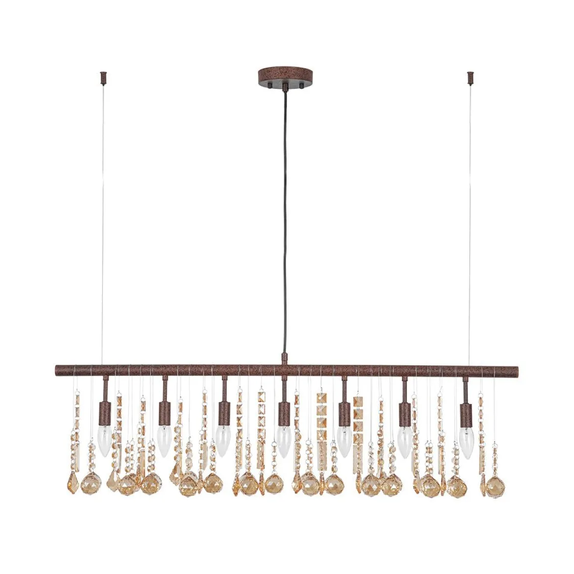 Italy Vintage Luxe Draped Amber Crystal Linear Chandelier