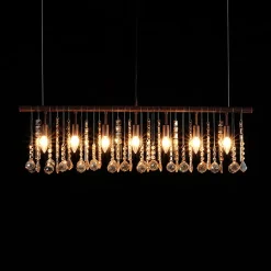 Italy Vintage Luxe Draped Amber Crystal Linear Chandelier