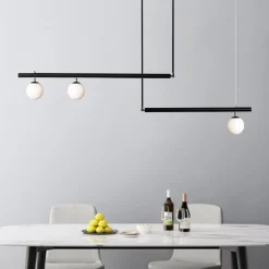 Kitchen Island Glass Globe Linear Chandelier