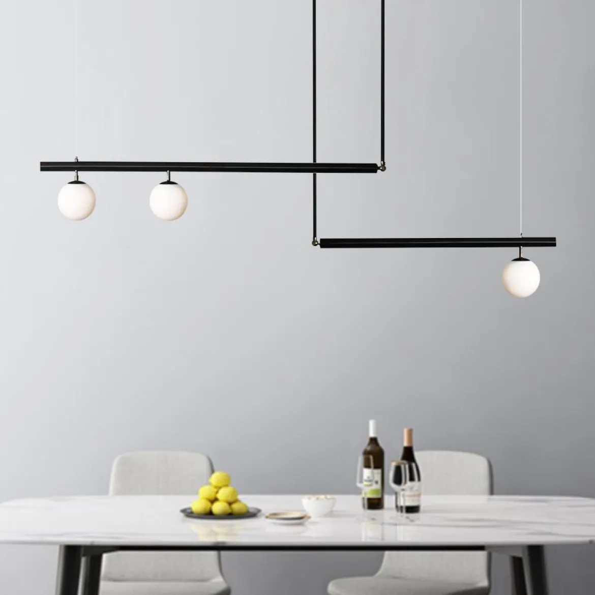 Kitchen Island Glass Globe Linear Chandelier