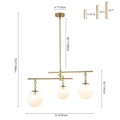 3-light Adjustable Gradual White Glass Globe Sputnik Chandelier