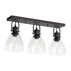 3-Light Adjustable Seeded Glass Linear Semi Flush Mount