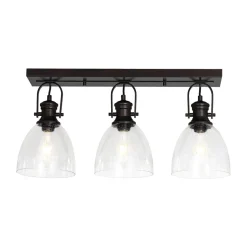 3-Light Adjustable Seeded Glass Linear Semi Flush Mount