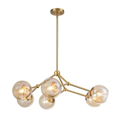 6-Light Amber Glass Globe Branch Sputnik Chandelier
