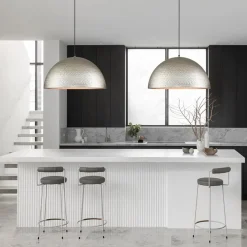 1-Light Antique Oversized Hammered Dome Pendant Light
