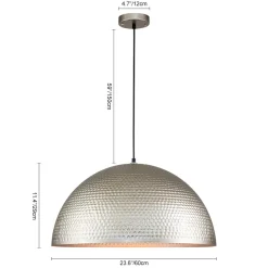 1-Light Antique Oversized Hammered Dome Pendant Light