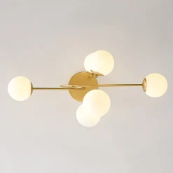 6‑Light Arch Opal Glass Globe Bubble Semi Flush Chandelier