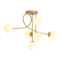 6‑Light Arch Opal Glass Globe Bubble Semi Flush Chandelier