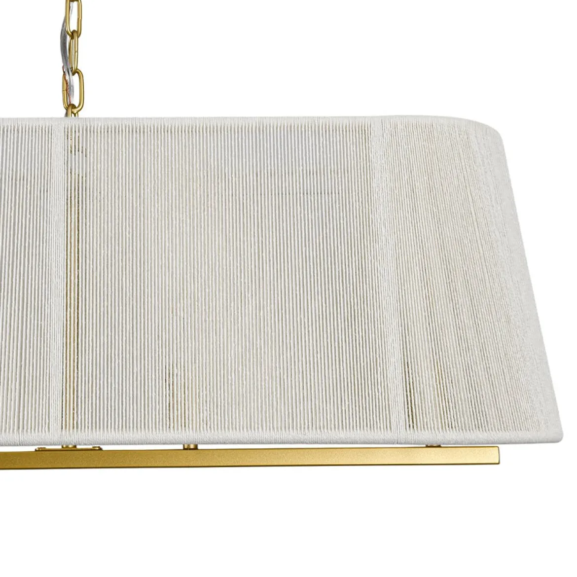 5-Light Beige Woven Thread Linear Cage Island Chandelier