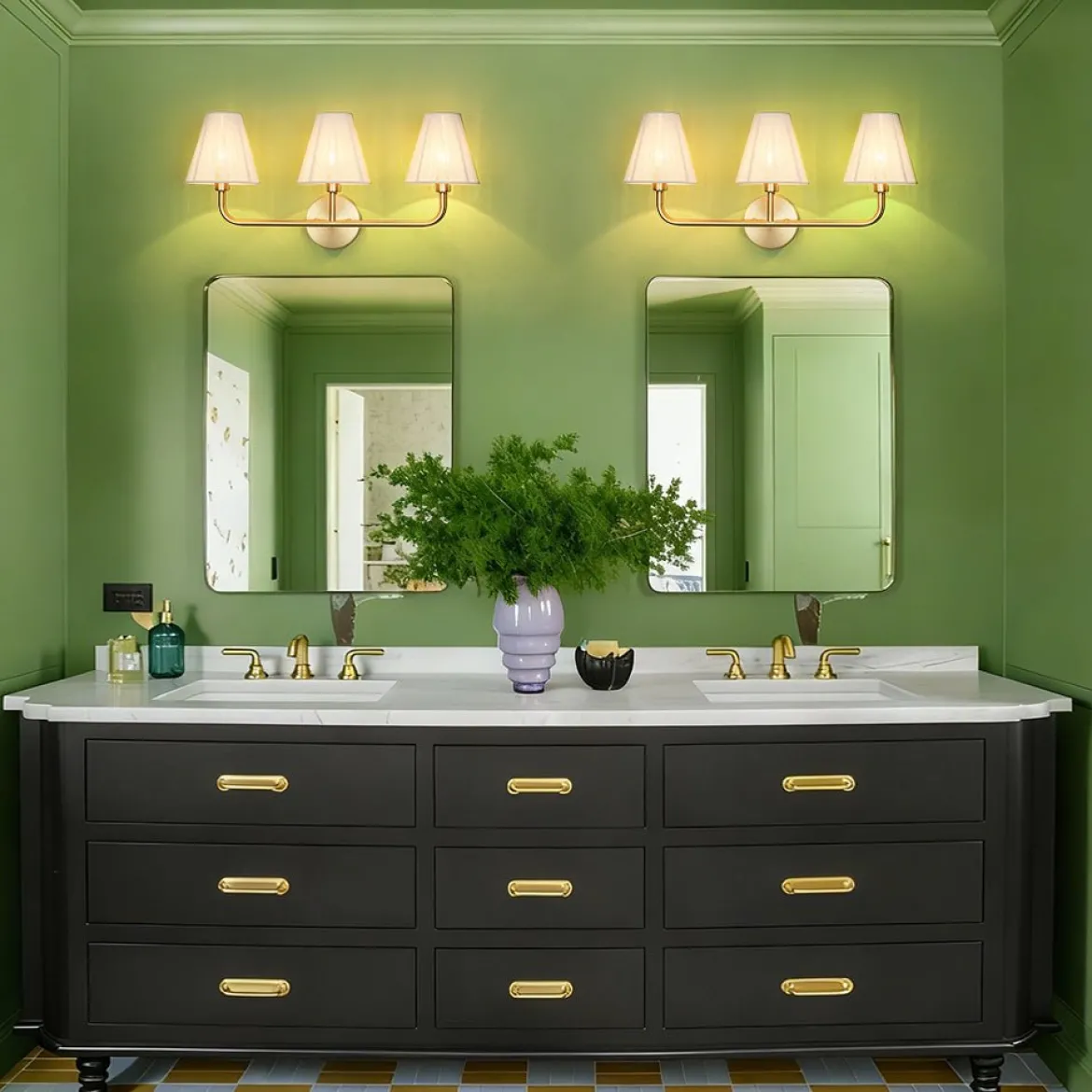 3-Light Beige Woven Thread Conical Vanity Wall Sconce