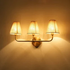 3-Light Beige Woven Thread Conical Vanity Wall Sconce