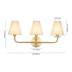 3-Light Beige Woven Thread Conical Vanity Wall Sconce