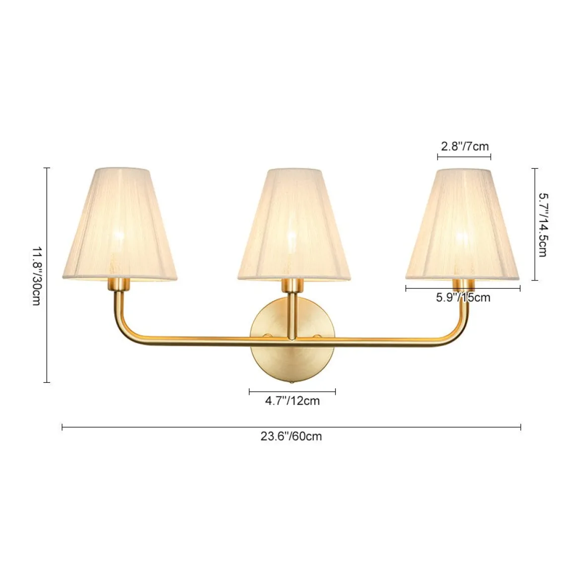 3-Light Beige Woven Thread Conical Vanity Wall Sconce