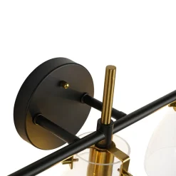 3-Light Black Brass Bell Glass Shade Vanity Wall Lamp