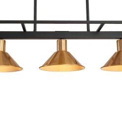 3-Light Black Brass Rectangle Cage Island Chandelier
