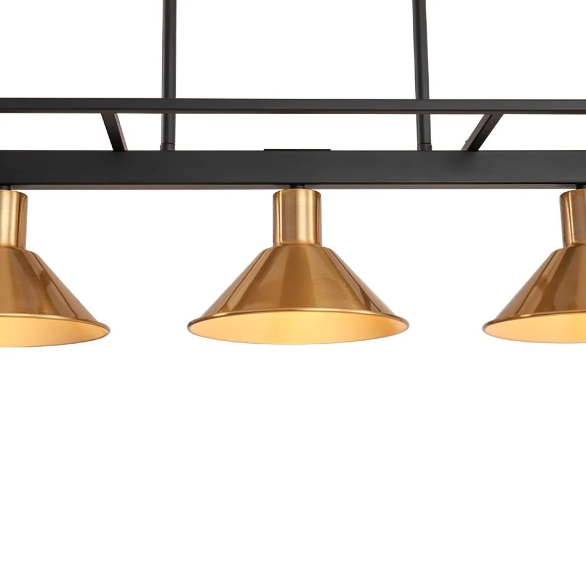 3-Light Black Brass Rectangle Cage Island Chandelier