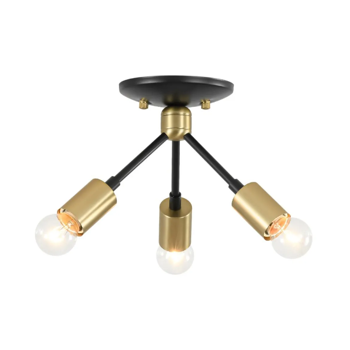 3-Light Black Brass Sputnik Semi Flush Mount