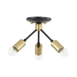 3-Light Black Brass Sputnik Semi Flush Mount