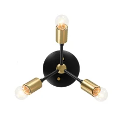 3-Light Black Brass Sputnik Semi Flush Mount