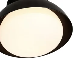 1-Light Black Dome Frosted Glass Shade Semi Flush Mount