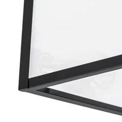 3-Light Black Square Box Clear Glass Cage Ceiling Light