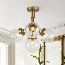 4-Light Bloom Clear Glass Globe Semi Flush Mount