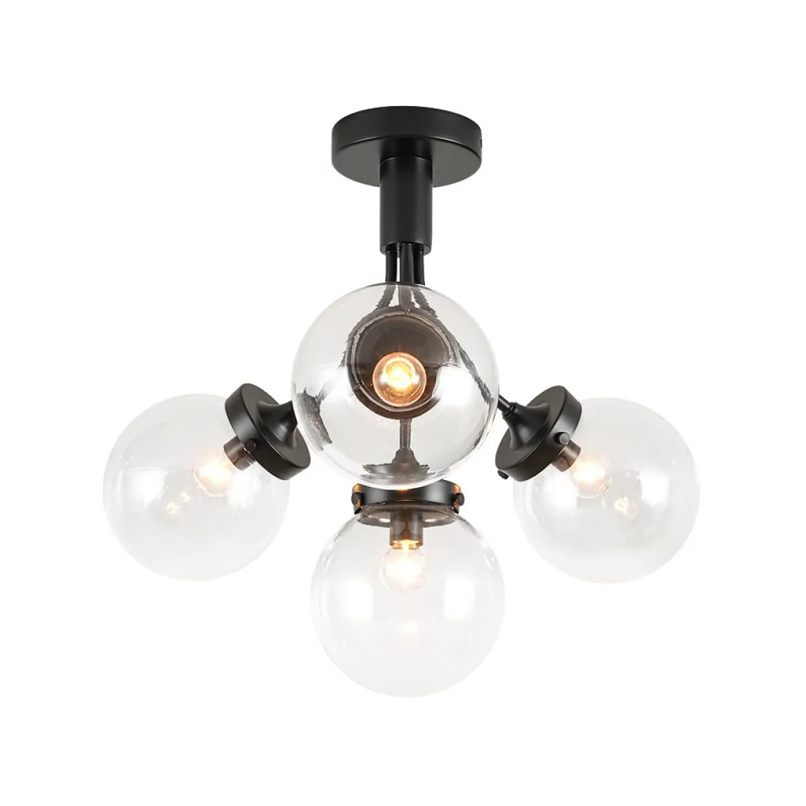 4-Light Bloom Clear Glass Globe Semi Flush Mount