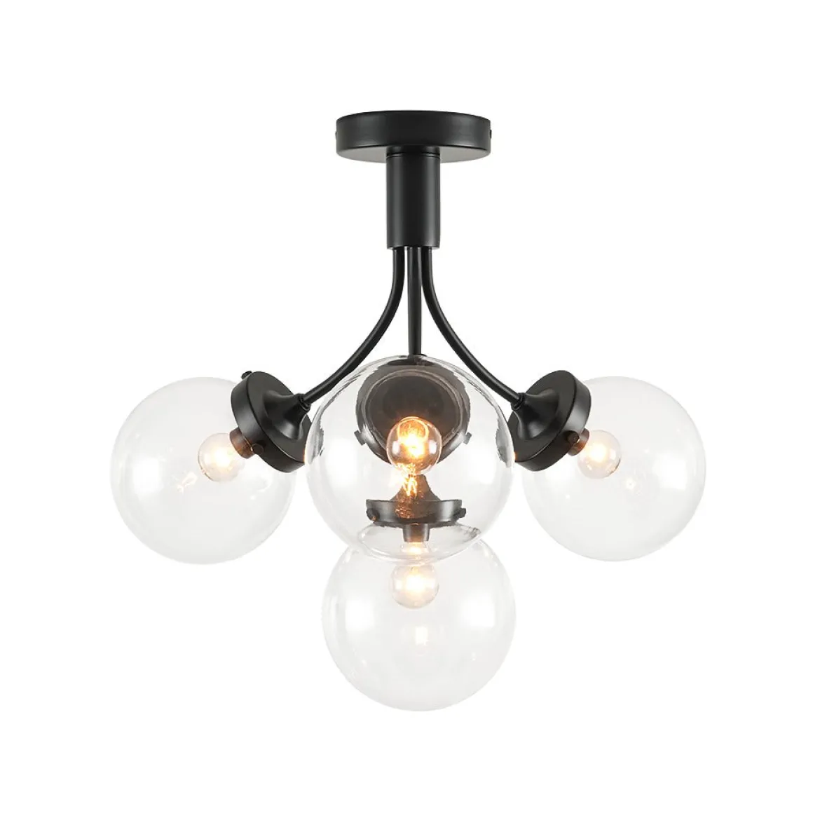 4-Light Bloom Clear Glass Globe Semi Flush Mount