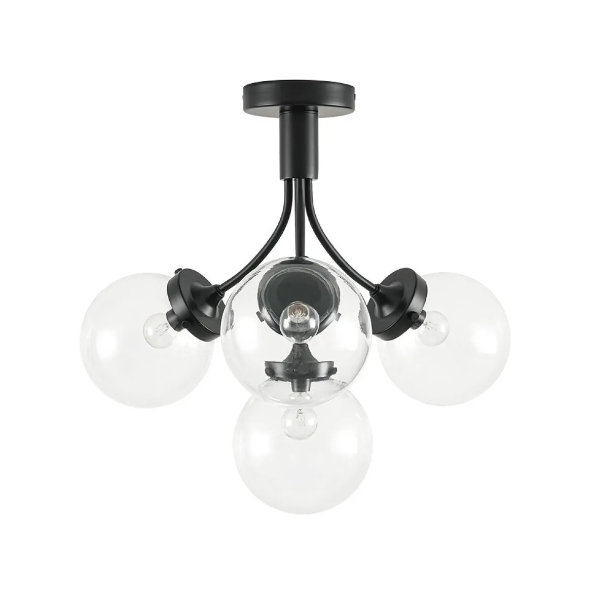 4-Light Bloom Clear Glass Globe Semi Flush Mount