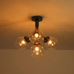 4-Light Bloom Clear Glass Globe Semi Flush Mount
