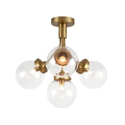 4-Light Bloom Clear Glass Globe Semi Flush Mount